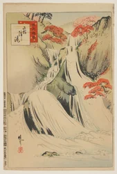 Kirifuri-vízesés, 1893. május (színes fatömbnyomat)